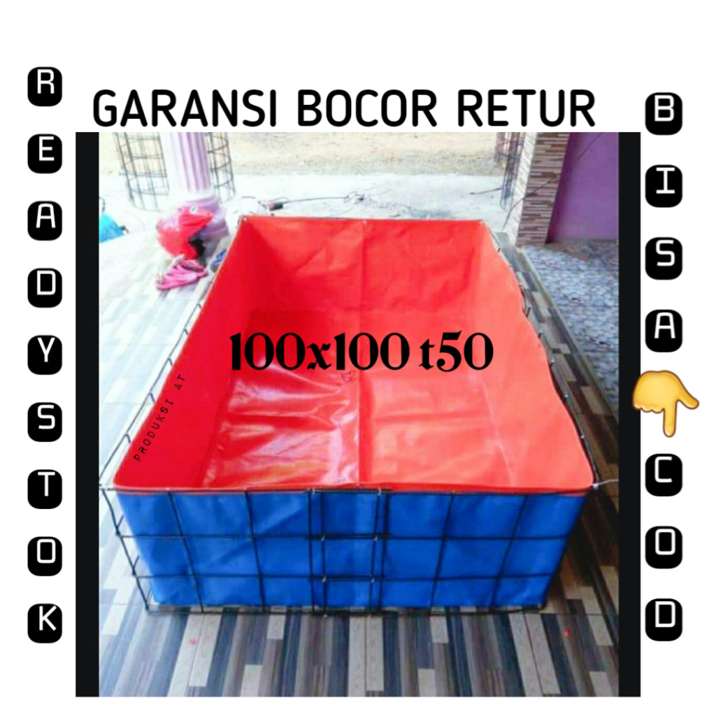 terpal kolam ikan 1x1x50 a3 korea terpal kolam ikan 100x100x50