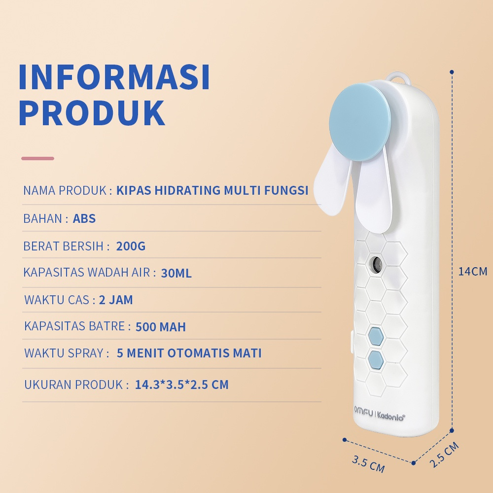 Kipas Angin Mini Nano Spray Portable 2 in 1 Usb Cas Genggam Bisa Di Isi Air KL-FN23