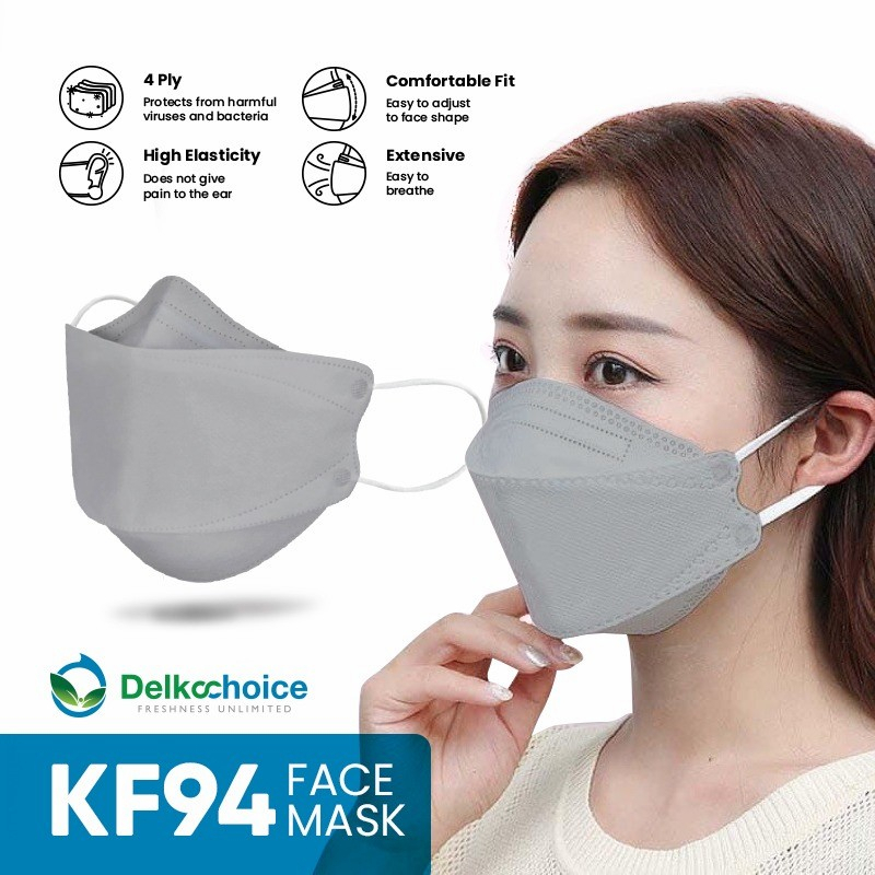 Masker Kf94 Isi 10 Pcs Masker Korea Warna Putih Hitam Abu 4 Ply Isi 10pcs/Pack