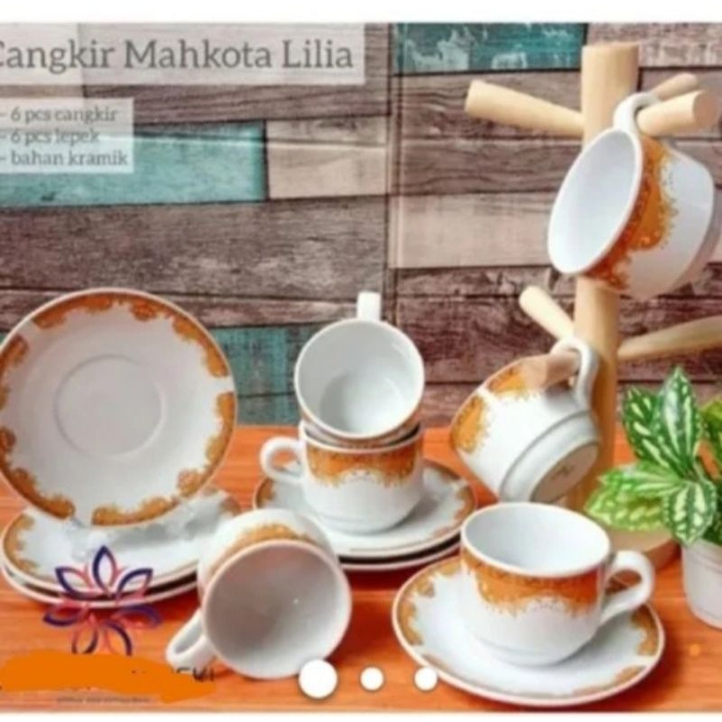 CANGKIR SET MOTIF MAHKOTA /CANGKIR KOPI SET MOTIF MAHKOTA