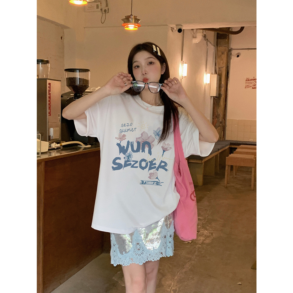 EUNII T-shirt Lengan Pendek Cartoon Sakura Korean Style/Kaos Atasan Wanita/Baju Kaus Oversize Wanita/Kaos Wanita