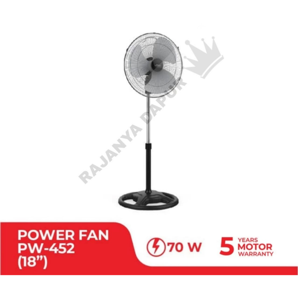 MASPION PW-452 KIPAS ANGIN - STAND POWER FAN 18 INC -  PW452 - pw 452 - kipas berdiri maspion 18 inc