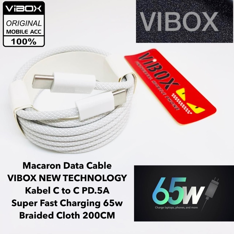 KABEL DATA MACARON 2M VIBOX KABEL C TO C PD.5A SUPER FAST CHARGING 65W BY SMOLL