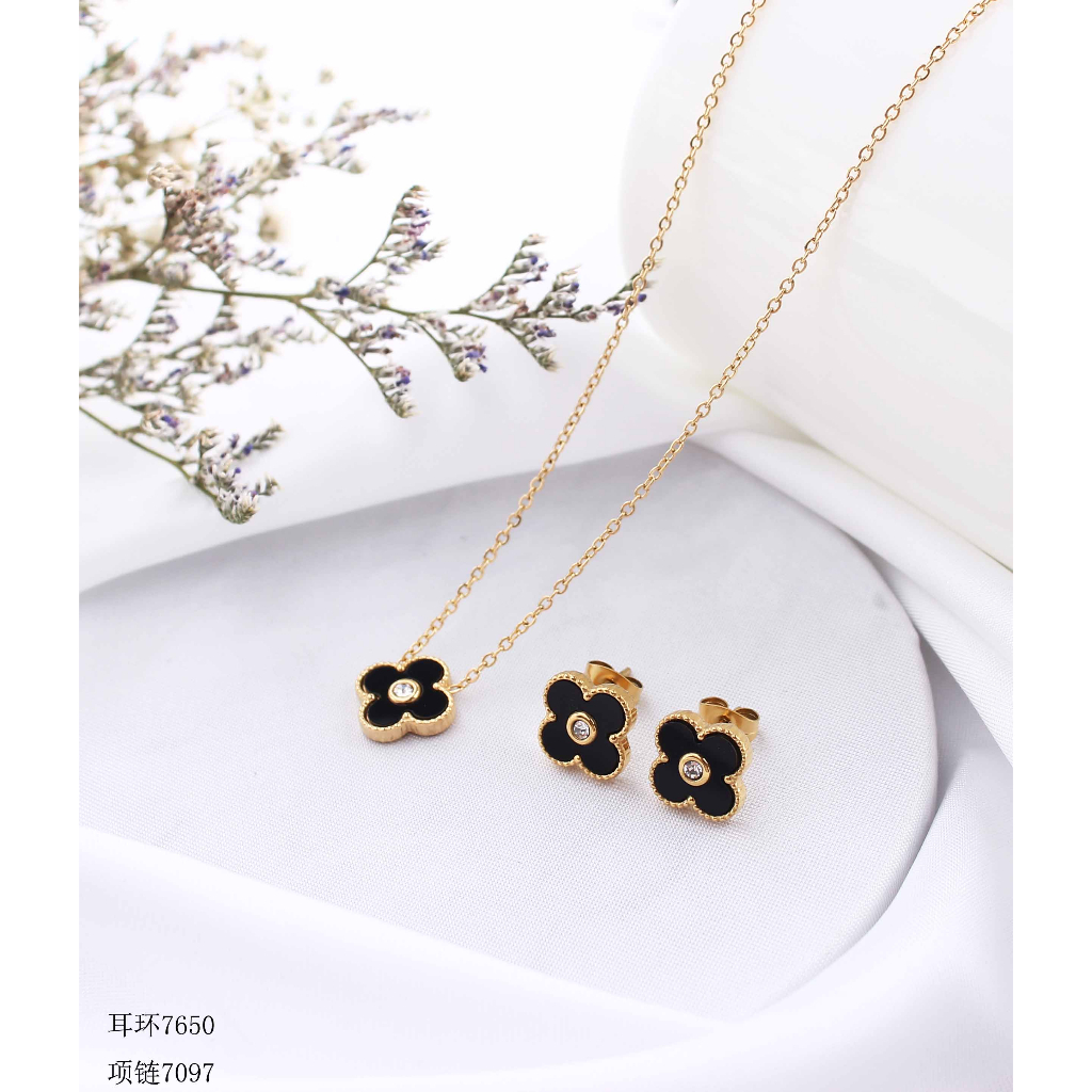 Set Titanium Perhiasan Kalung Dan Anting Fashion Jewelry 7097/7650