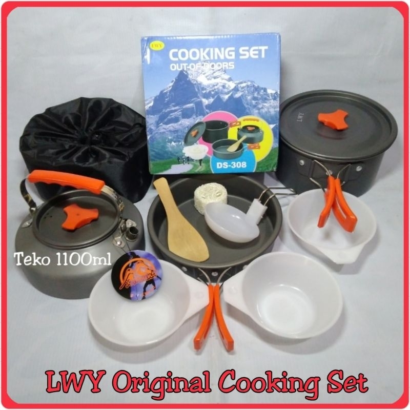 Cooking Set Outdoor, Alat Masak Camping Nesting Misting, Teko DS11 DS200 DS308