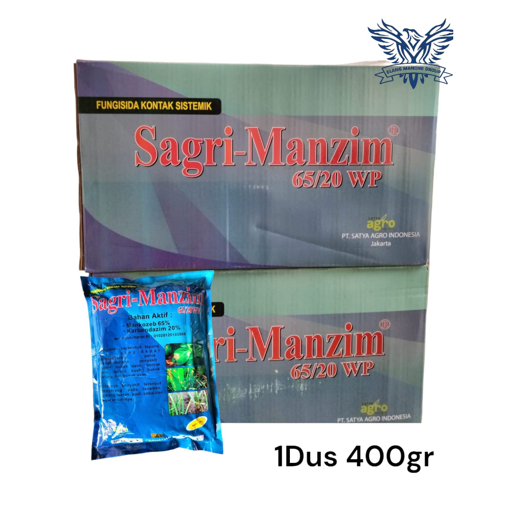 1 DUS Fungisida Sagri-Manzim 65/20 WP SAGRI MANZIM 400gr x 50 pcs Bahan Aktif Mankozeb 65% + Karbendazim 20% Mengendalikan Penyakit Busuk Tanaman