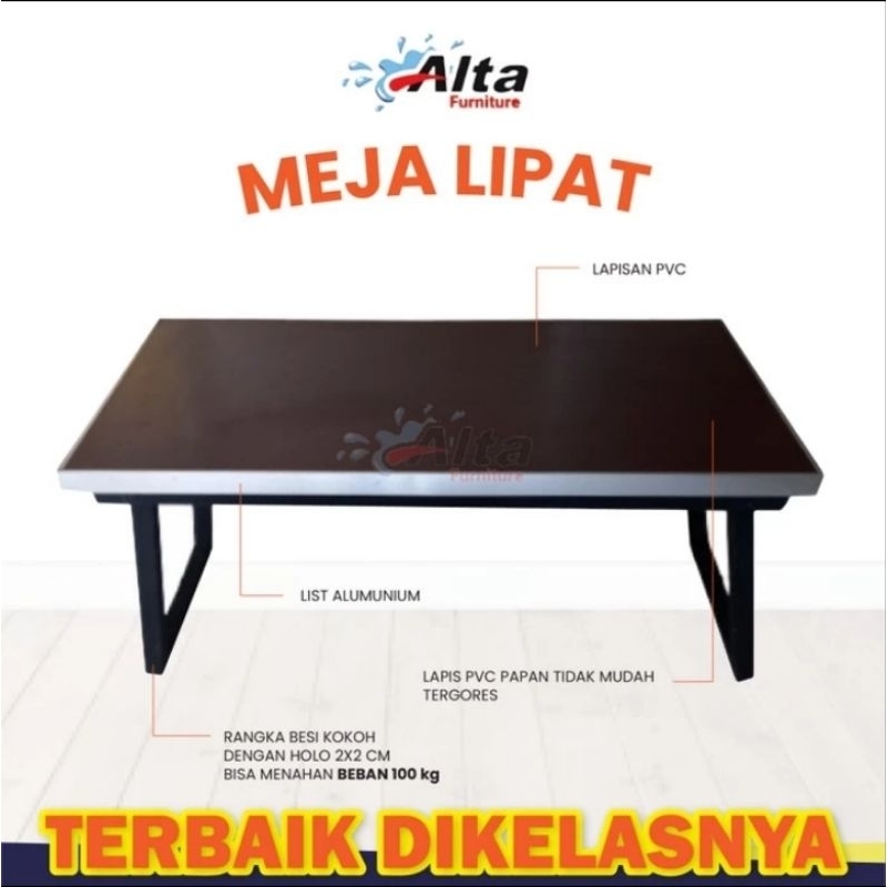 Meja Lesehan Lipat Rangka Besi Meja Belajar Kerja Laptop Komputer Meja Makan Kantor Minimalis