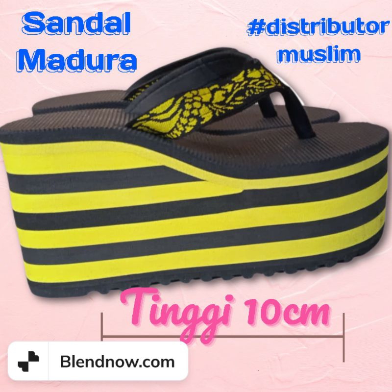 (GROSIR) SANDAL MADURA TINGGI 10cm SIZE 36-43 | SANDAL WEDGES | SANDAL GUNUNG