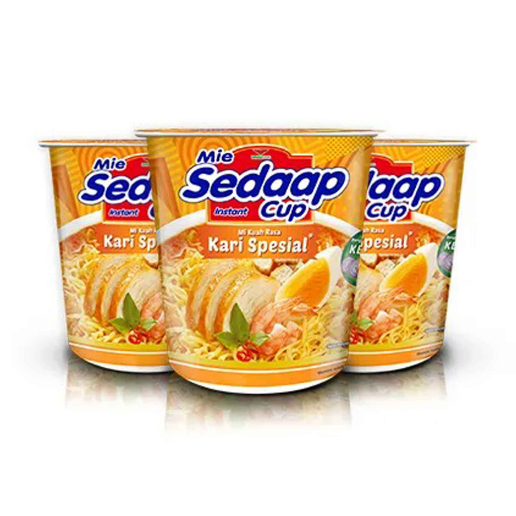 MIE SEDAP CUP/ MIE RASA KARI SPESIAL/ MIE INSTAN KUAH/ 81g