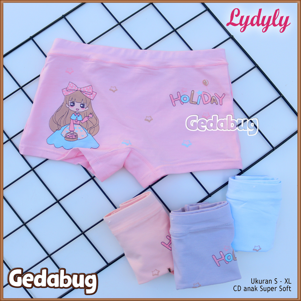 3 Pcs - CD Boxer Anak Girl LYDYLY 5801 | Celana Dalam Anak Perempuan Motif Girl Holiday | Gedabug