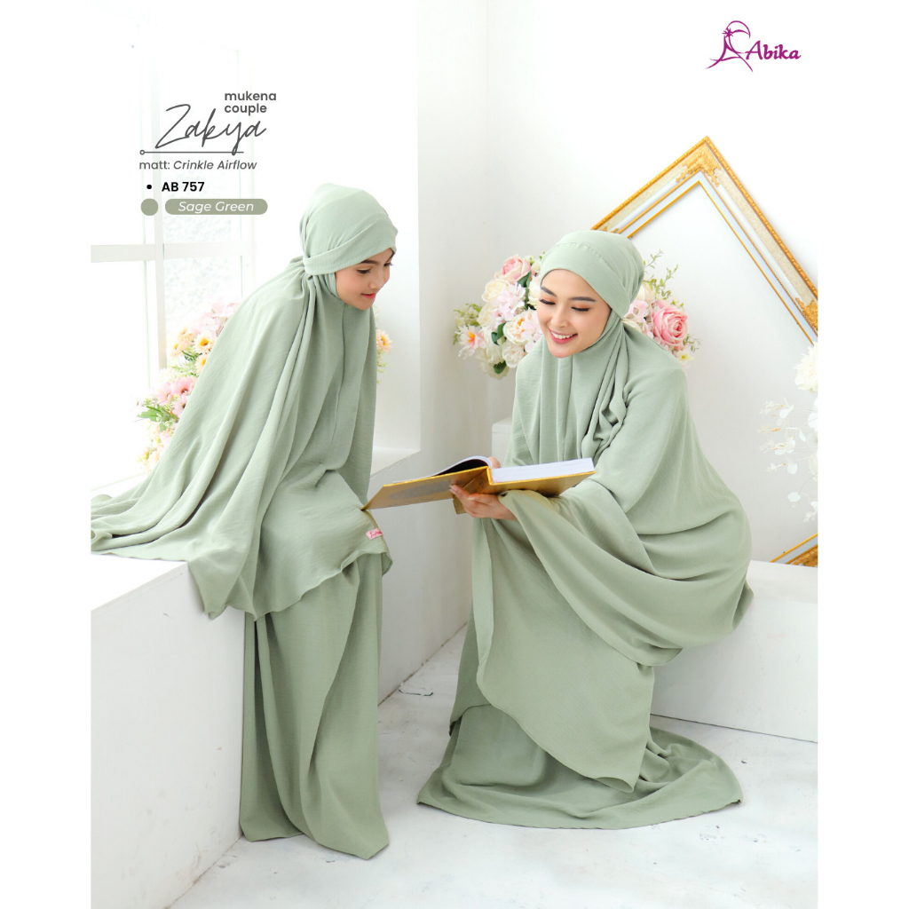 AB 757 MUKENA ZAKYA COUPLE Crinkle Airflow premium by abika