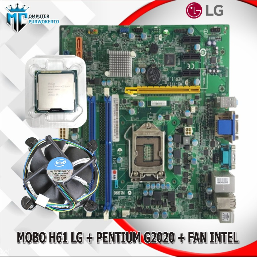 Motherboard Mobo H61 LGA 1155 + Processor Pentium G2020/G2030 + Fan