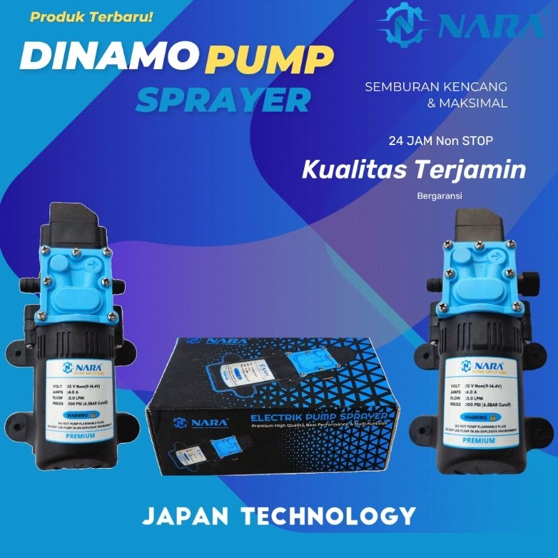 NARA Pompa Air Elektrik High Pressure 12V 100psi Semprotan Tekanan Tinggi