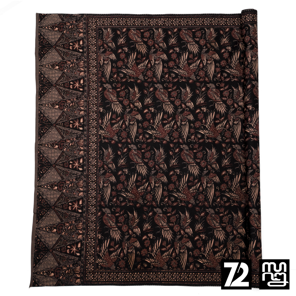 KAIN BATIK PREMIUM Bahan Katun Motif Burung Taman Warna Hitam 721559 Cap 72 Jarik Jarit Samping Kebat Panjang Batik Katun Modern Premium Bahan Seragam Batik Pernikahan Kantor Keluarga Murah Kamen Jadi Batik Bali Lembaran