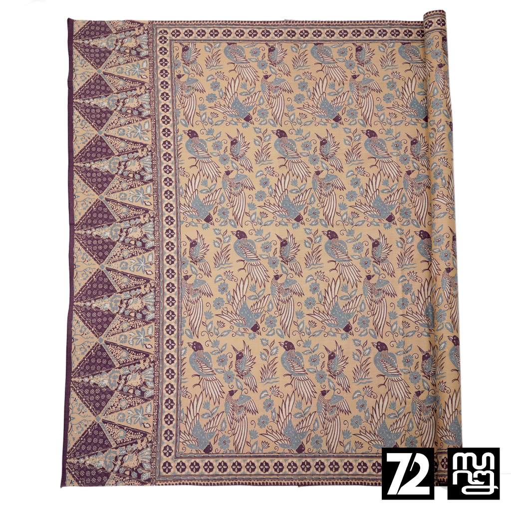 KAIN BATIK PREMIUM Bahan Katun Motif Burung Taman Warna Cream 721556 Cap 72 Jarik Jarit Samping Kebat Panjang Batik Katun Modern Premium Bahan Seragam Batik Pernikahan Kantor Keluarga Murah Kamen Jadi Batik Bali Lembaran