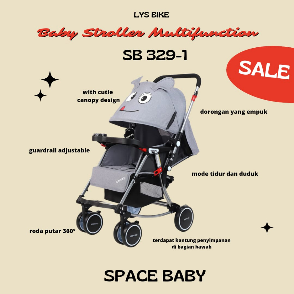 Stroller Space baby Kereta Dorong Bayi SB 329-1 Stroler Dorongan Anak Mudah dilipat Multifungsi