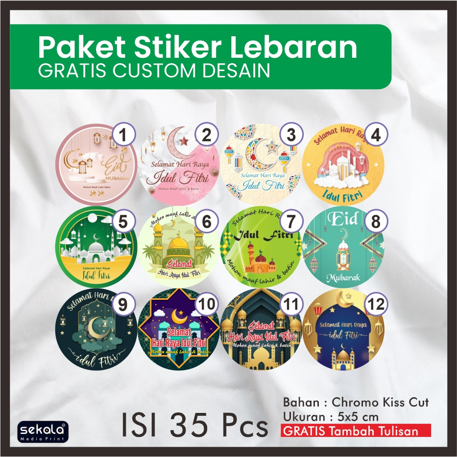 (5 cm Isi 35 pcs) Stiker Label Produk Hampers Kue Kering Lebaran Gratis Custom Desain