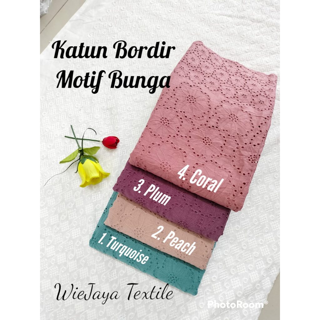 Kain Kotun Bordir Bunga Bolong Tipis Adem Murah Grade A cocok utk kebaya encim, Baju Atasan, Dress, Tunik, Baju Anak dan Dewasa