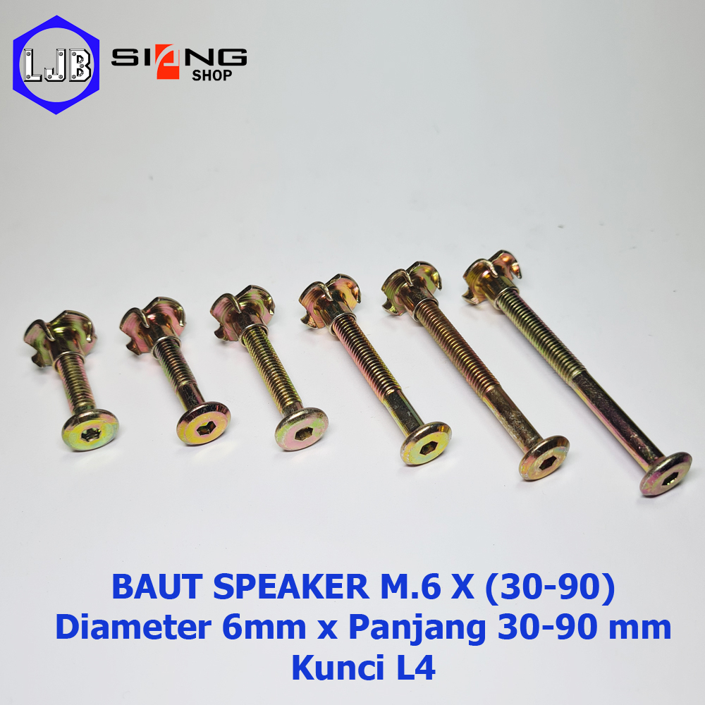 Baut Speaker Cakar Kuning M6 panjang 30 sd 70 mm