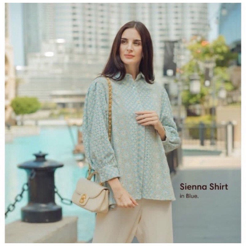 Benangjarum Sienna shirt blue free scarves buttonscarves