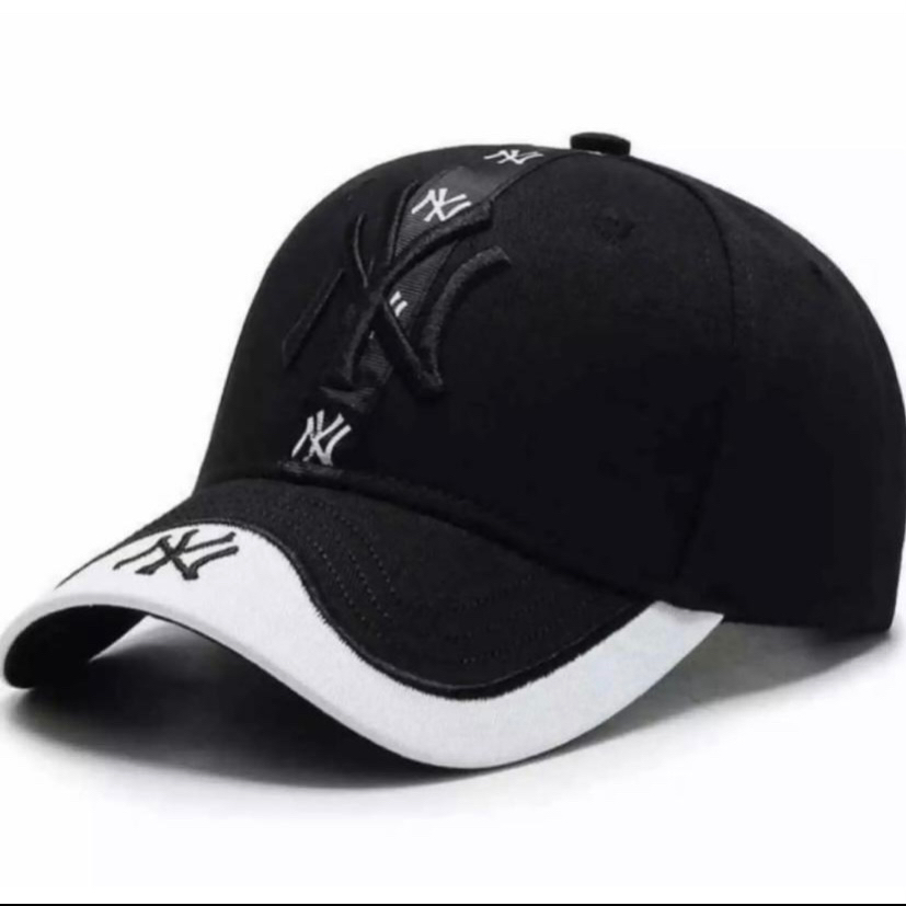 New York Yankees Topi Baseball NY Cap Casual Sport Pria Wanita-hitam putih NY