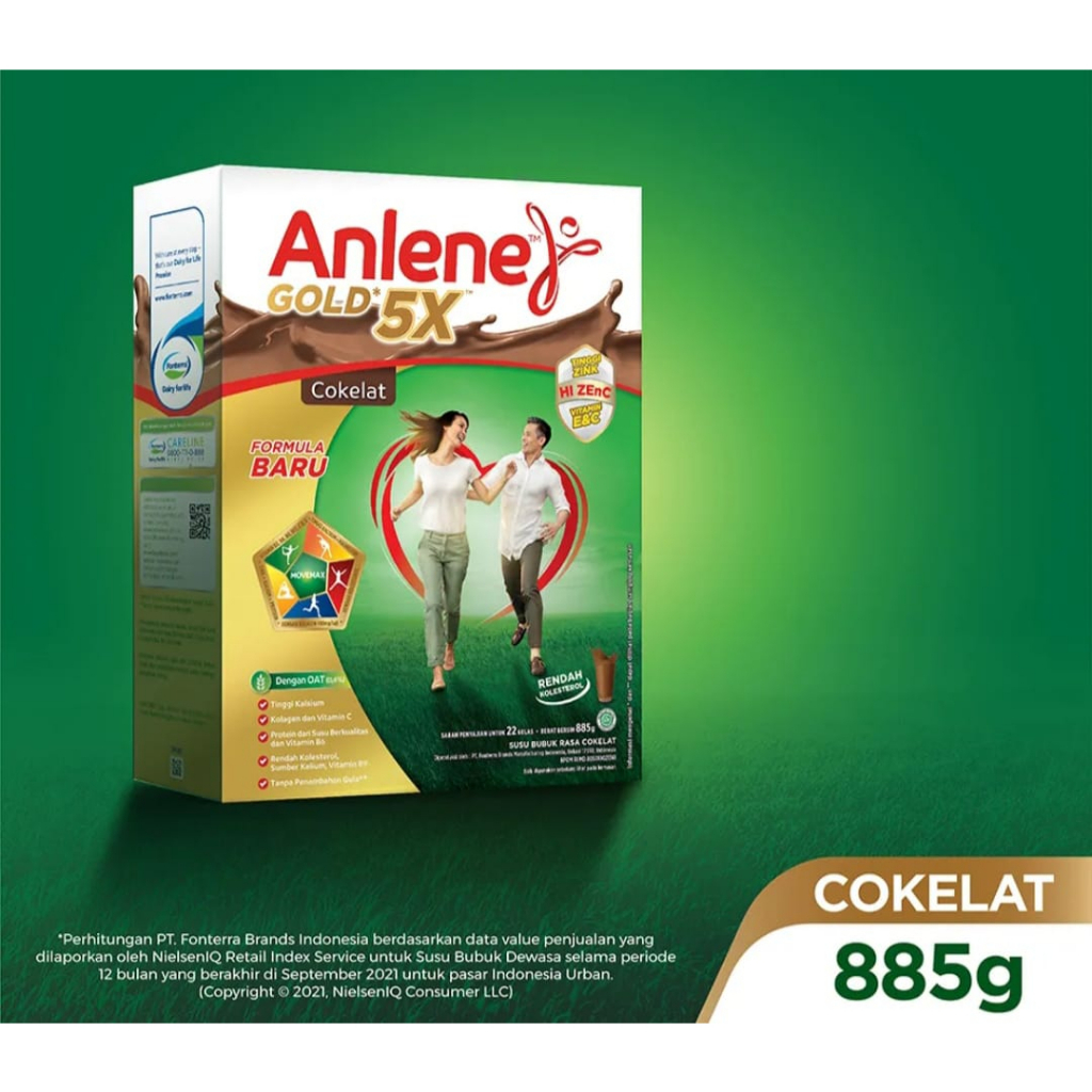 Anlene Gold 5X Susu Bubuk  COKELAT &amp; ORIGINAL 885 Gram - Nutrisi Tulang, Sendi, dan Otot