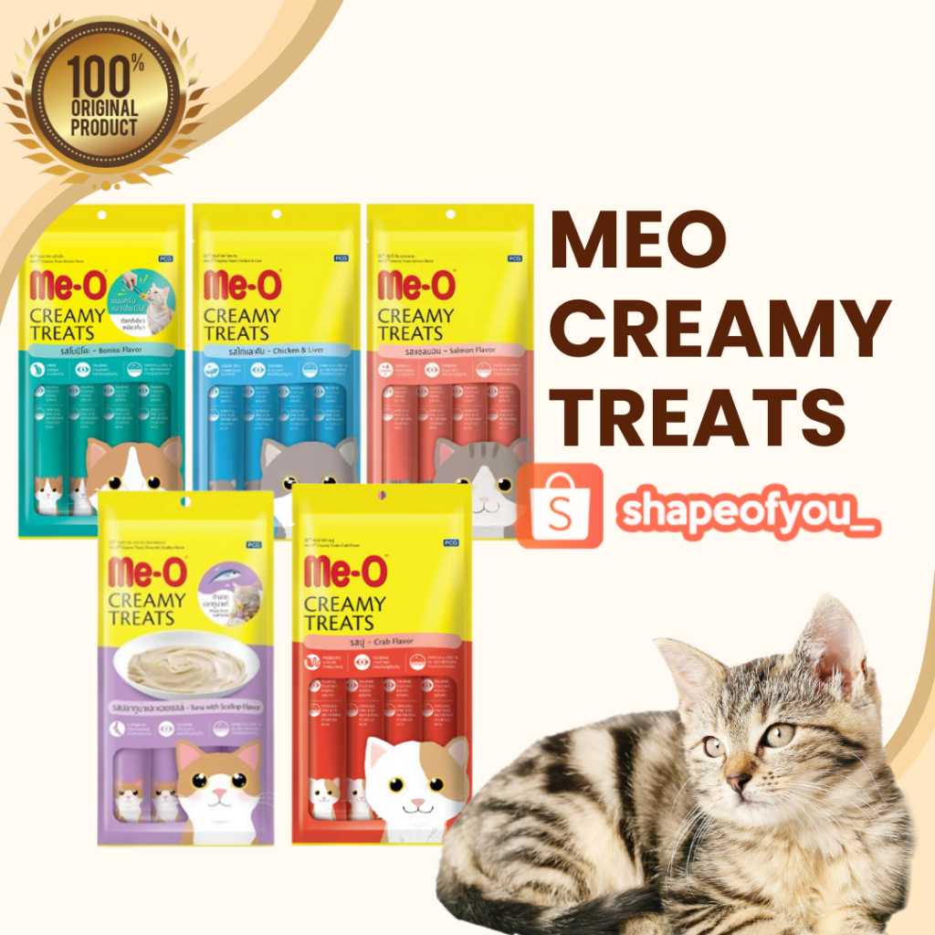 Meo Creamy Treats Snack Me-O Cat Strip Wet Food Makanan Kucing Basah Me-O