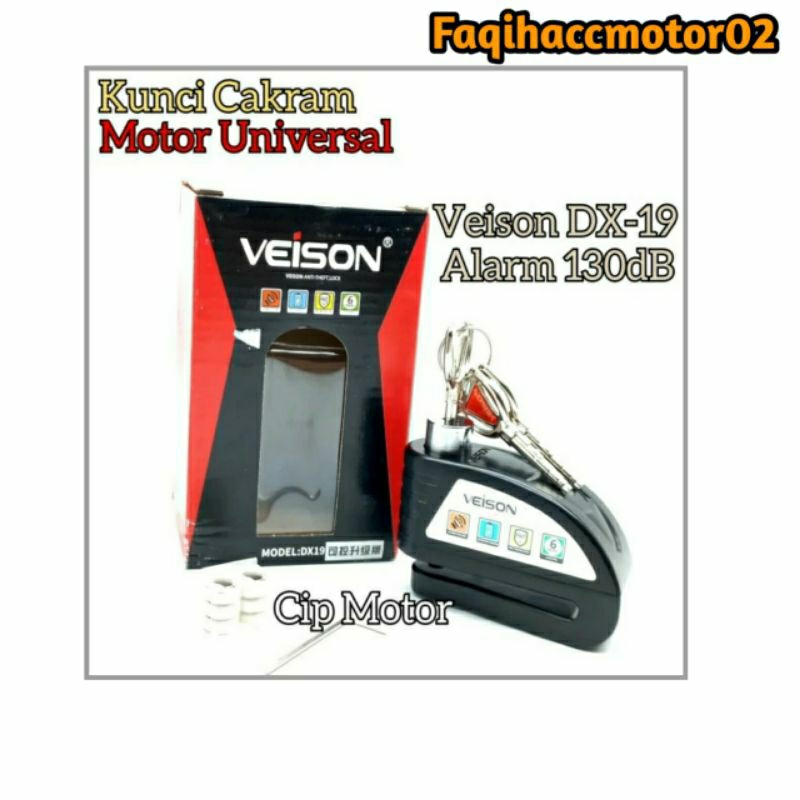 Gembok Cakram VEISON DX - 19 Kunci Disk Veison DX 19 Plus  Alaram