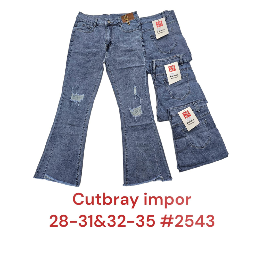 #2543 KERENT CUTBRAY JEANS IMPORT WANITA SOBEK TIDAK TEMBUS