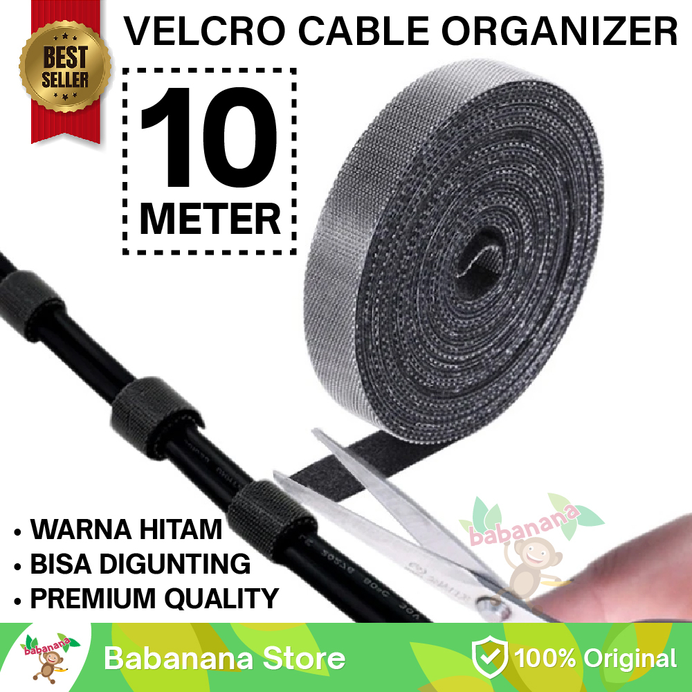 Pengikat Kabel 10 Meter pengikat kabel strap cord holder perapih cable perekat