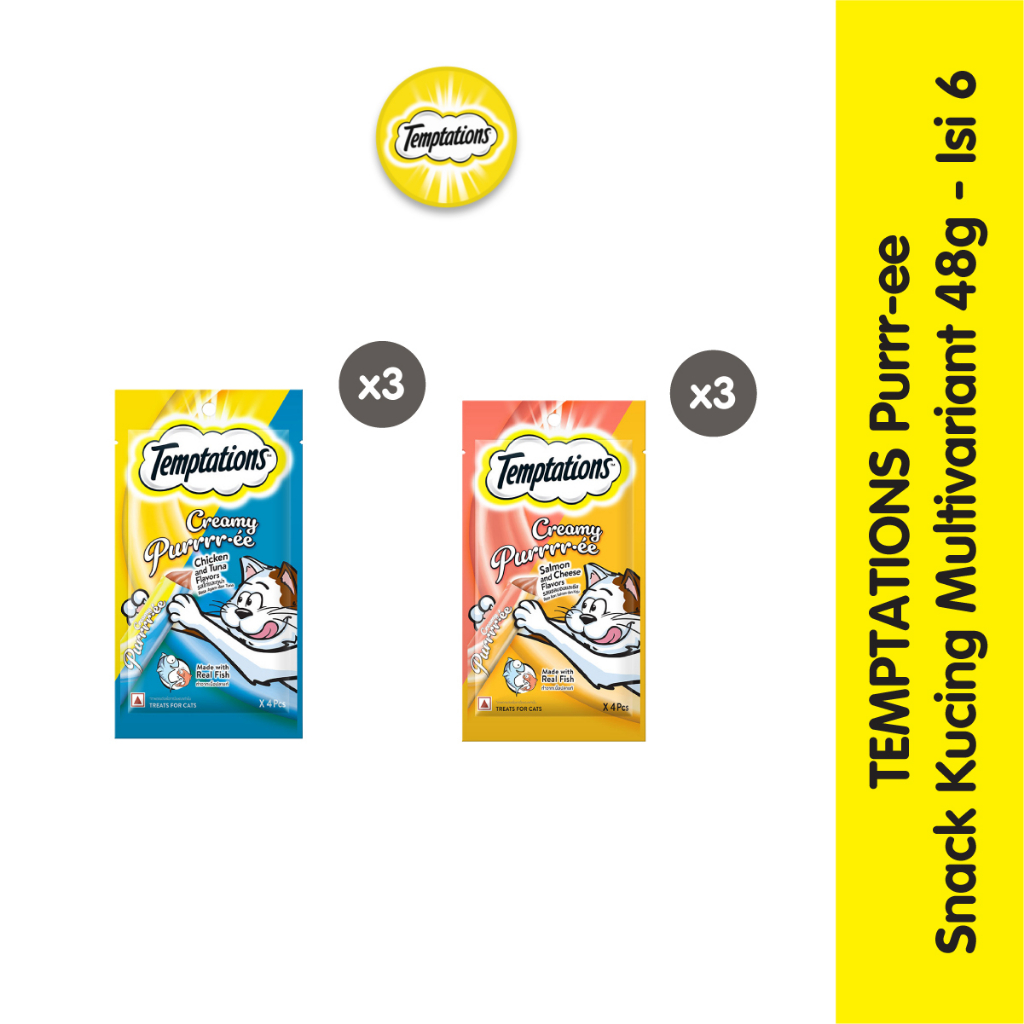 Temptations Purrrr-ee Snack Kucing Multivariant 48 gr - Isi 6