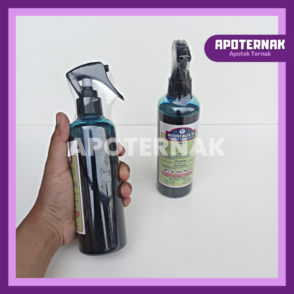 METOXY BLUE SP 250 ml | Antiseptik Spray Obat Luka Kulit LSD Dermatitis Foot Rot dll | Obat Luka Semprot Hewan | Obat Luka Kulit