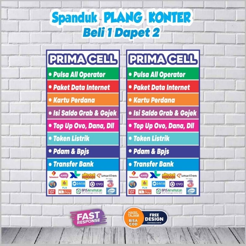 Spanduk konter pulsa beli 1 dpt 2 pcs