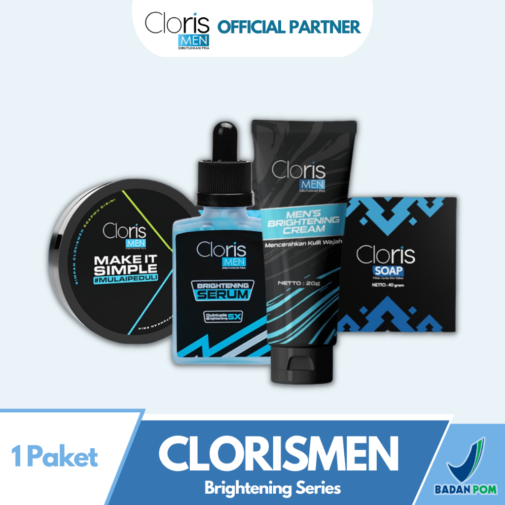 Paket Skincare Cowok Clorismen Brightening Series Sabun Serum Pemutih Pencerah Wajah Pria C12