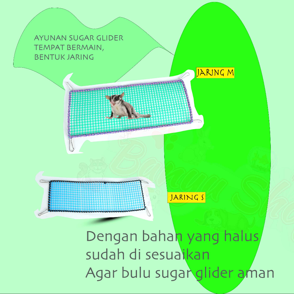 PANJATAN-AYUNAN SUGAR GLIDER-JARING TEMPAT BERAYUN DAN BERMAIN,SUGAR GLIDER, TIKUS, HAMSTER,BURUNG