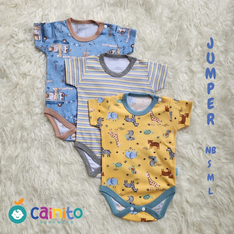 3pc- cainito romper bayi new born premium motif terbaru cainito- Jumper pendek cainito - bodysuit bayi baru lahir