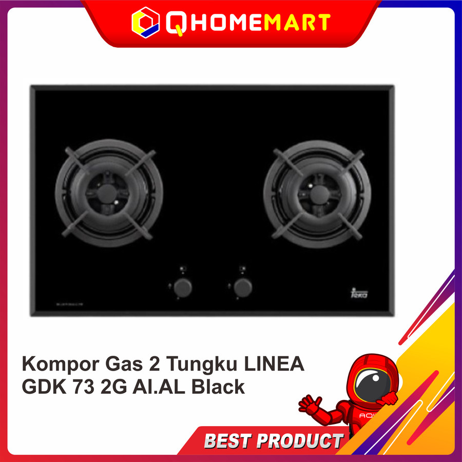 Kompor Gas 2 Tungku LINEA GDK 73 2G AI.AL Black