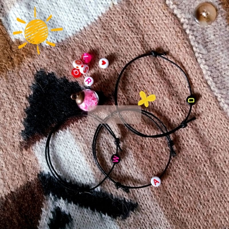 PART 2 GELANG INISIAL HURUF GELANG HURUF CUSTOM GELANG HITAM POLOS GELANG TALI HITAM KOREA GELANG AN