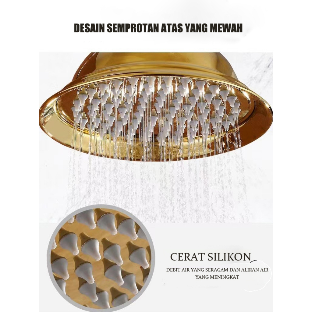 Kerrogee Kuningan Shower Kamar Mandi Set SUS 304 Shower Klasik Gold Tiang Panas Dingin 3 In 1 Shower Tiang High Quality Gold LZ