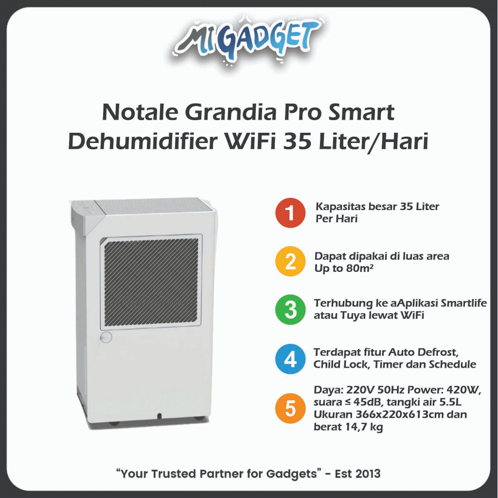 Notale Grandia Pro Smart Dehumidifier WiFi 35 Liter/Hari