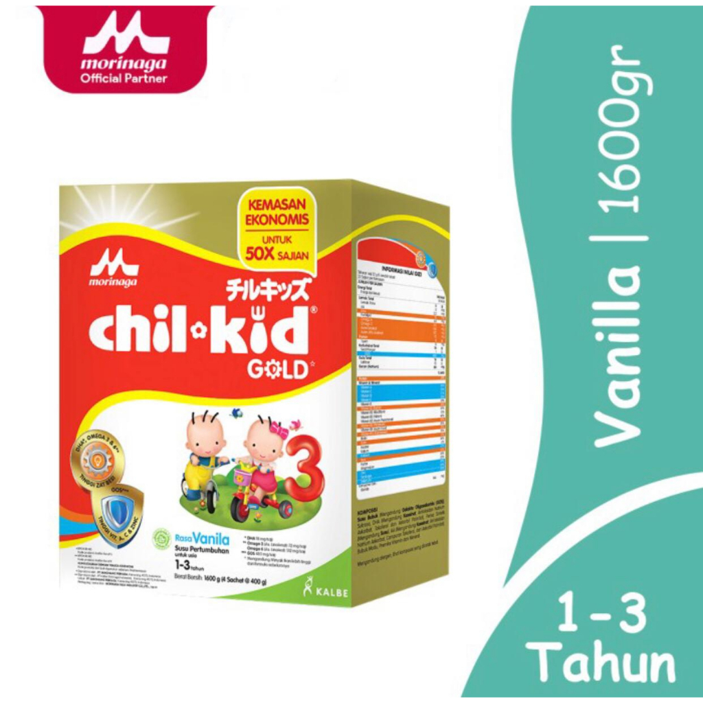 MORINAGA - CHIL KID - Gold - Vanilla /  Madu - 1600 gram - Susu Pertumbuhan Anak