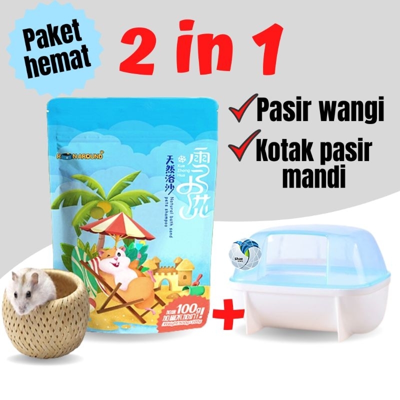 Pasir Wangi Mandi Hewan Hamster Set Tempat Pasir Mandi Hamster shaestor15