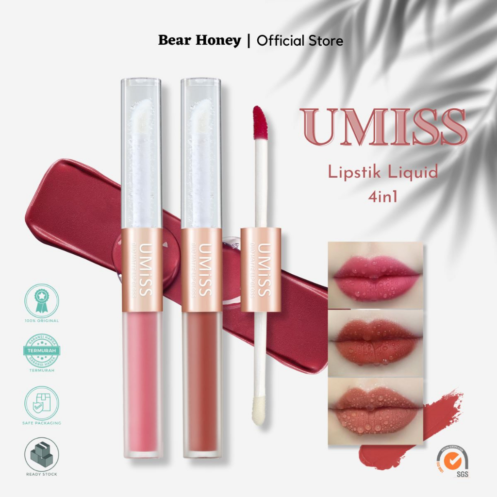 UMISS  4 In 1 lip stick Clay Lipstick &amp; Blush &amp; Eyeshadow Waterproof Lipstick Matte Makeup Lip Gloss Moisture Lip care Plumper Glossy