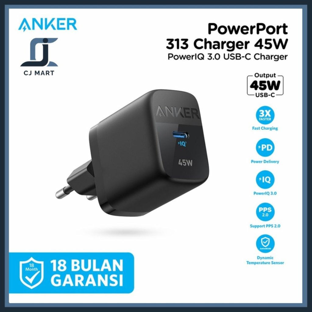 Wall Charger Anker 313 Super Fast Charging 45W - A2643