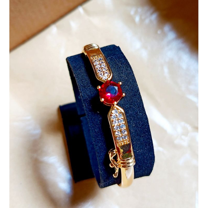 OLJ - Gelang Bangle Ruby Titanium Gold Plated