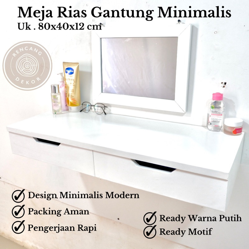 Meja Rias Gantung Dinding Minimalis | Meja Rias Gantung Aestetic | Rak Rias Make Up