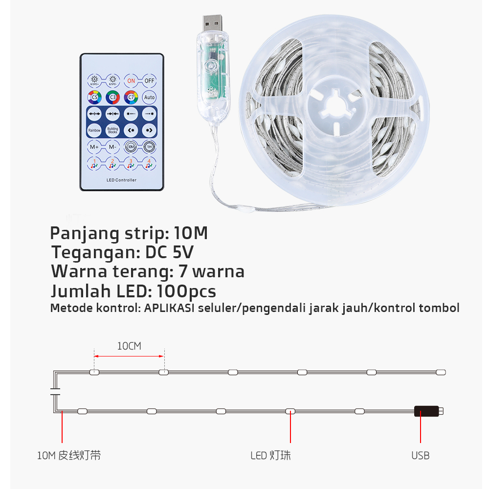 Lampu LED Symphony RGB Lampu String Smart 28Tombol Bluetooth Bisa Di Atur Di Aplikasi Ponsel