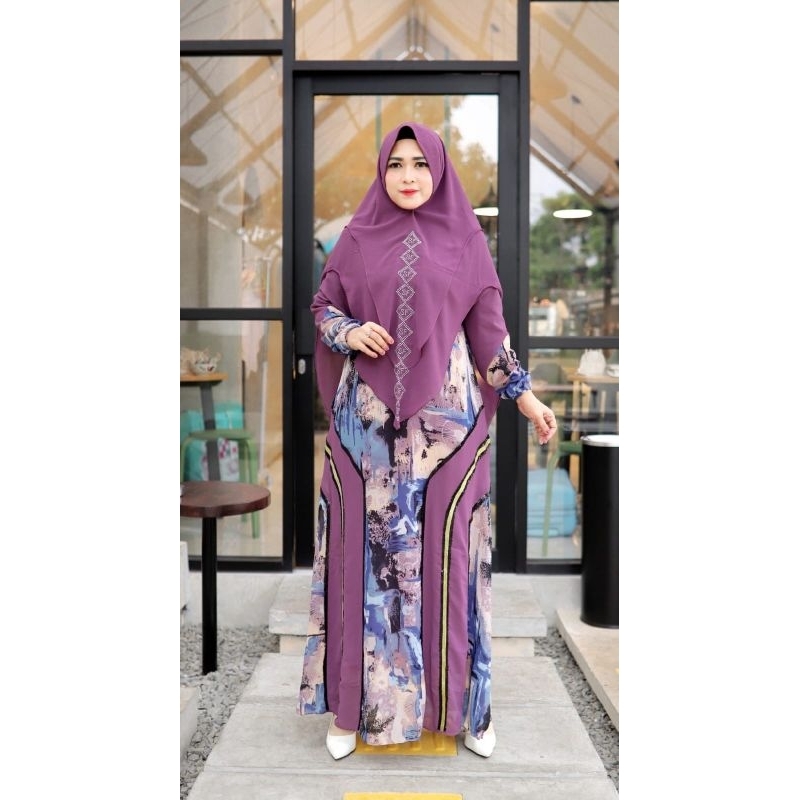 Baju Syari As Full Ceruty Babydoll Swarovski Di Jilbab Khomar Pet Antem Double PURING busui Terbaru 