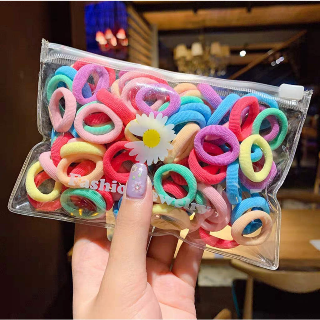 50PCS - IKAT RAMBUT ANAK ALA KOREA DONAT WARNA WARNI / IKAT RAMBUT DONAT / IKAT RAMBUT KOREA / KUNCIRAN