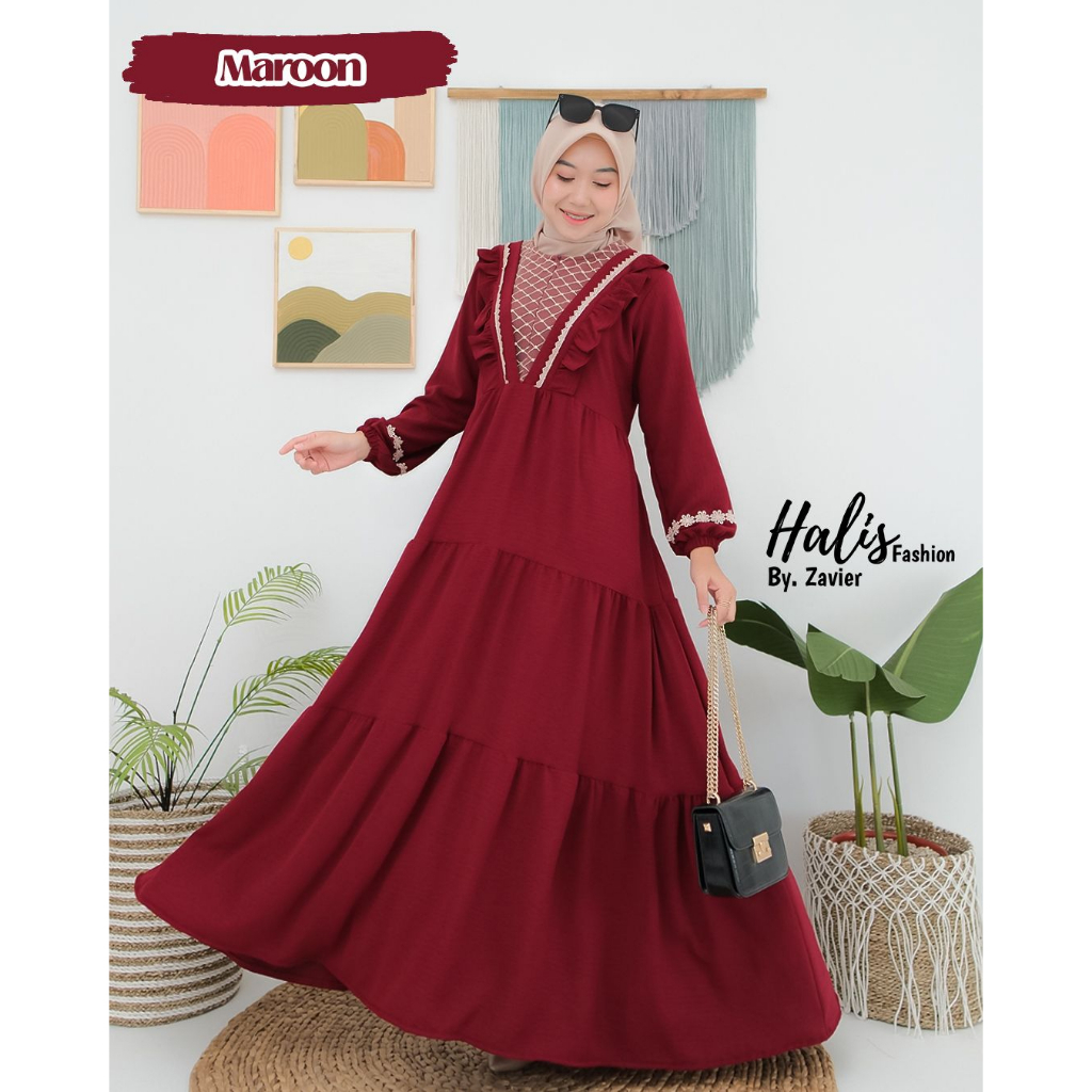 DRESS ALLOVER CRINGKLE ORI halis sella sela renda viral vest terkini muslim remaja wanita elegan style Set outer DEVANKA